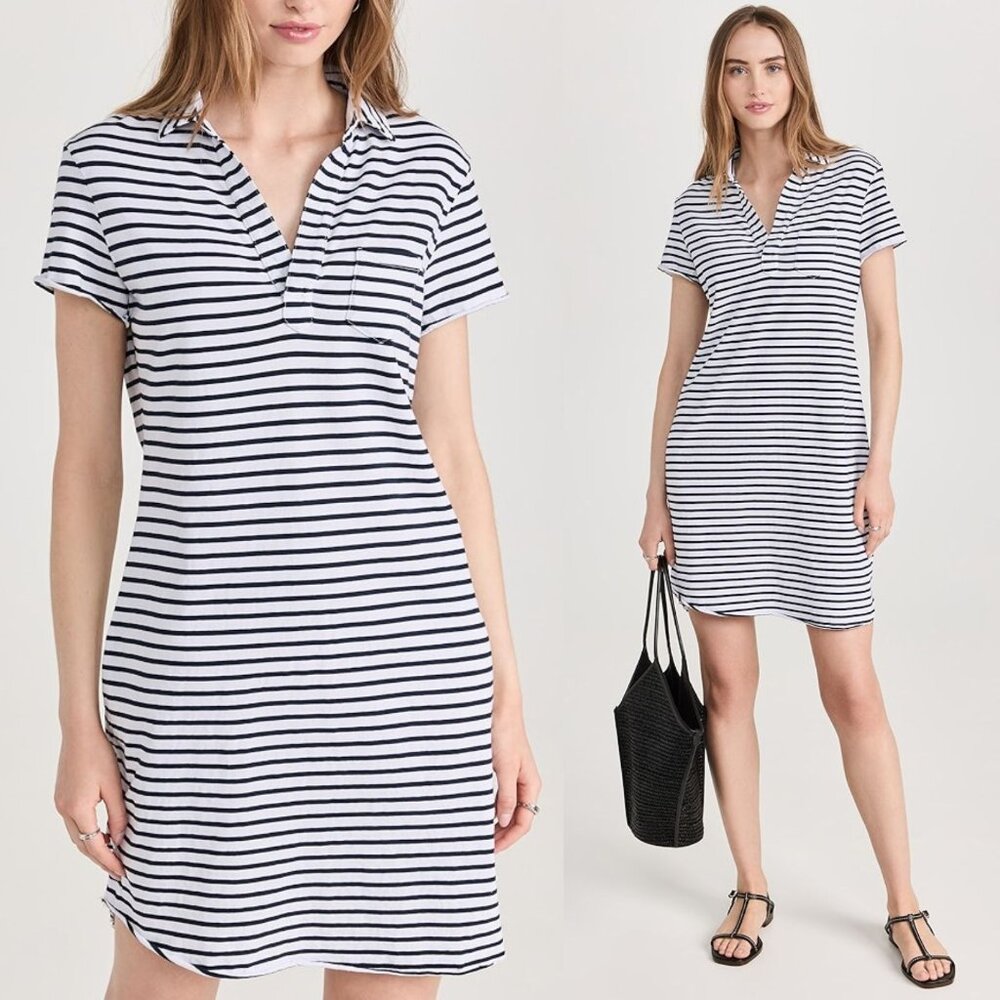 Frank & Eileen Lauren Polo Mini Dress Navy French Stripe Triple Fleece Size XS - Picture 9 of 11